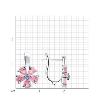 Серьги из серебра с фианитами «Розовый Цветок мечты» Соколов (арт.9402)