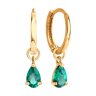 Серьги золотые пробы 585 с изумрудом гидротермальным (Арт.729216)