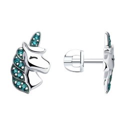 Серьги из серебра с фианитами и эмалью (Арт.94025930)