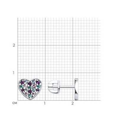 Серьги из серебра с фианитами «Радужное Сердце» SOKOLOV (арт.94026057)