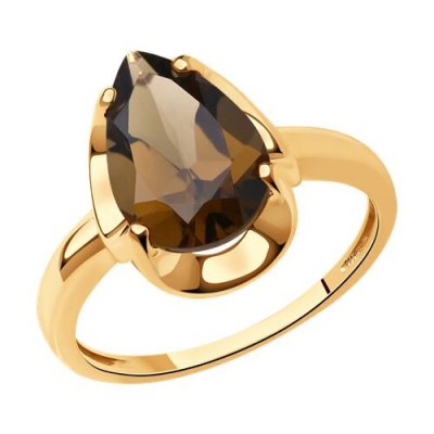 Кольцо золото с раухтопазом «Капля сумерек» Соколов (арт.716874)