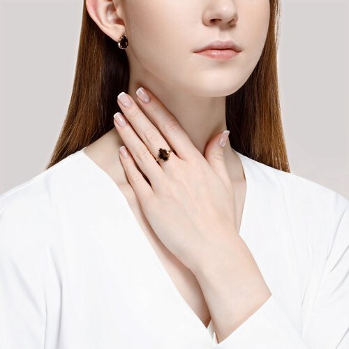 Кольцо золото с раухтопазом «Капля сумерек» Соколов (арт.716874)