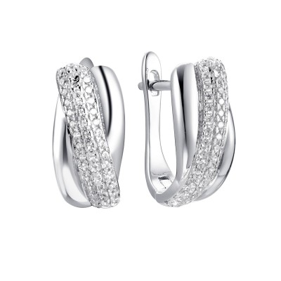 Серьги серебряные с фианитами «Spark Line Shine» Fresh Jewelry (арт.CZ-E01199-X-W-X-X-W)
