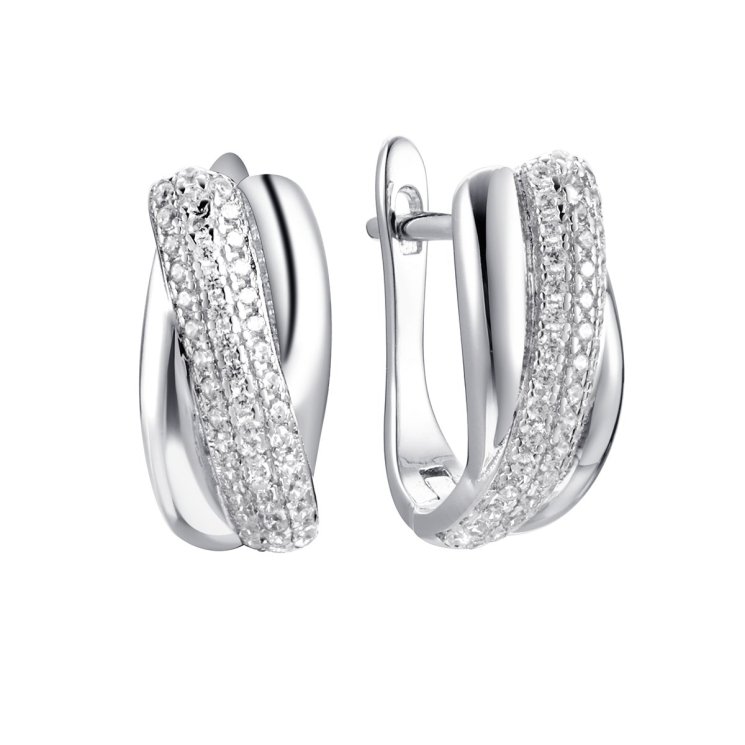 Серьги из серебра с фианитом (Арт.cz-e01199-x-w-x-x-w)