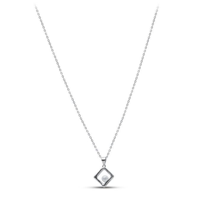 Ожерелье серебро с жемчугом «Серебряные крылья Pearl Square» Silver Wings (арт.0522-31307a)