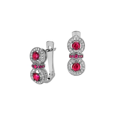 Серьги из белого золота с бриллиантами и рубинами «Garden Infinity» Estet (арт.01С677818-3)