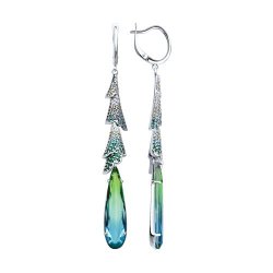 Серьги из серебра с ситаллами и фианитами (Арт.92023035)