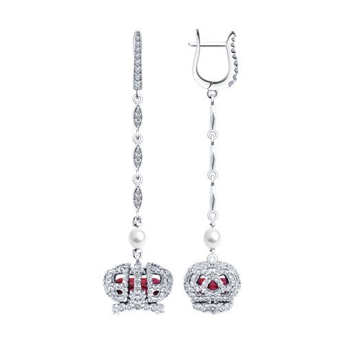 Серьги из серебра с миксом камней (Арт.92025323)