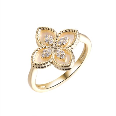 Кольцо серебряное с жемчугом и фианитами «Lace Blossom» Fresh Jewelry (арт.PI-R03994-X-L-PN-X-W)