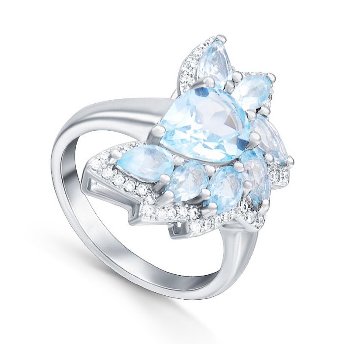 Кольцо Серебряные крылья (Арт.21knys1619-155_topaz_kubcirkonii)