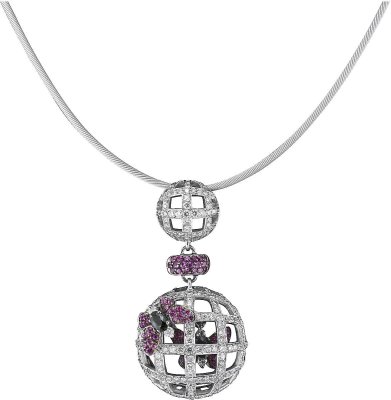 Ожерелье из белого золота с бриллиантом и сапфиром (Арт.pd_4686_a49)