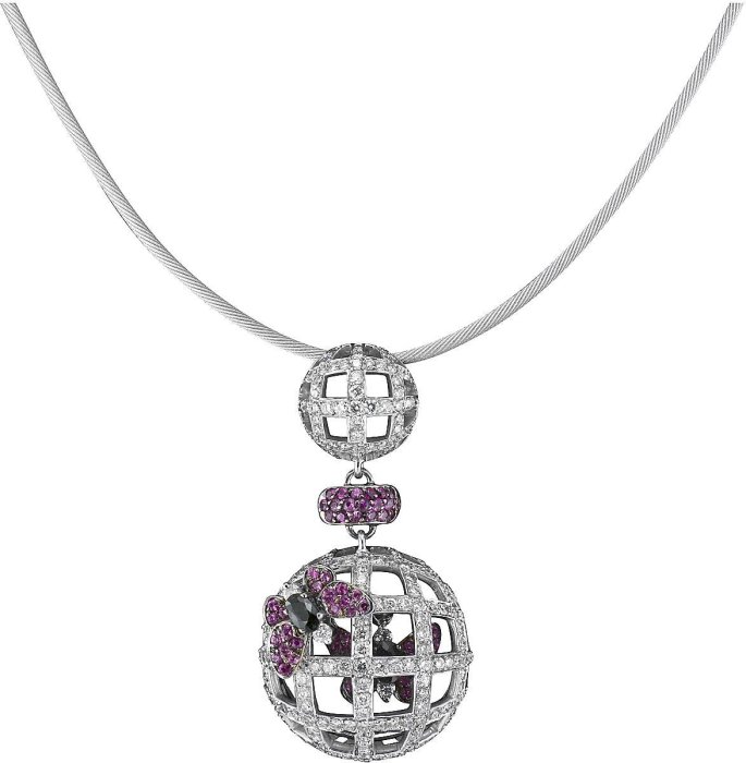 Ожерелье из белого золота с бриллиантом и сапфиром (Арт.pd_4686_a49)