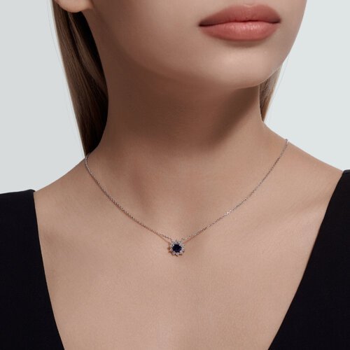 Колье золотое с бриллиантами и корундом «Полярная звезда» Соколов (арт.77-00009-3)