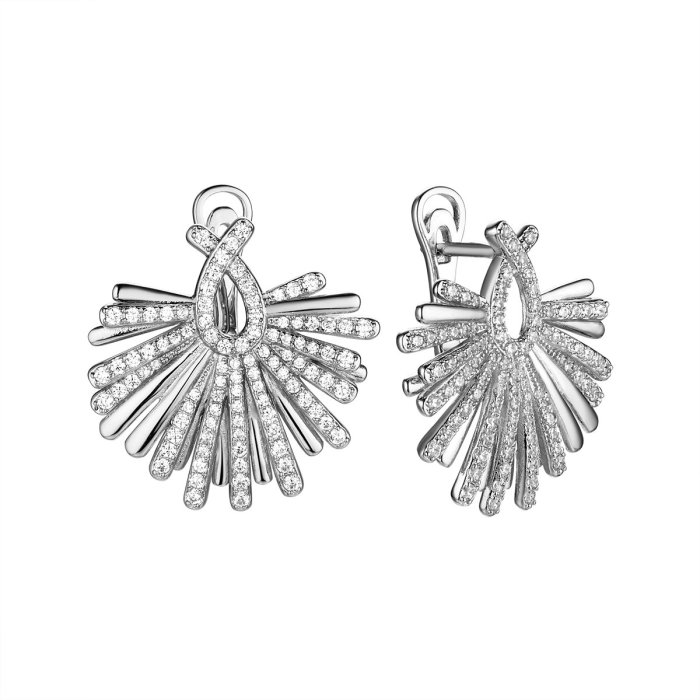 Серьги из серебра с фианитом (Арт.sl-e03066-x-w-x-x-w)