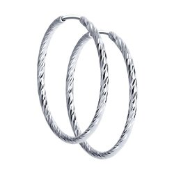 Серьги конго из серебра с алмазной гранью (Арт.94140002)
