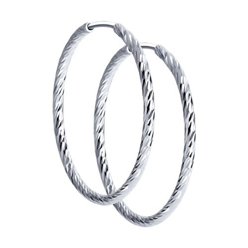 Серьги конго из серебра с алмазной гранью (Арт.94140002)