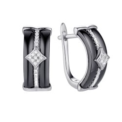 Серьги из серебра с керамикой и фианитом (Арт.tc-e00701-b-w-x-x-w)
