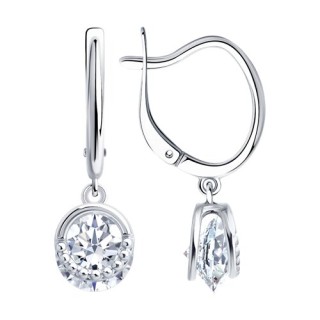 Серьги из серебра с фианитом «Сияние Льда» Соколов (арт.94-121-00094-1)