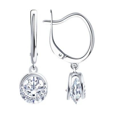 Серьги из серебра с фианитом «Сияние Льда» Соколов (арт.94-121-00094-1)
