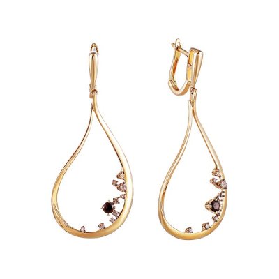 Серьги из золота с бриллиантом и раухтопазом (Арт.e38373a-3_dn_sq_yg)