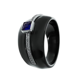 Кольцо с керамикой, ситаллом и фианитами «Midnight Shine» Fresh Jewelry (арт.TC-R00126-B-W-BL-X-W)