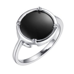 Кольцо из серебра с керамикой и фианитом (Арт.tc-r01385-b-w-x-x-w)