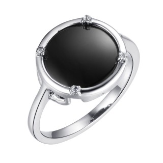 Кольцо с керамикой и фианитами «Ceramic Noir» Fresh Jewelry (арт.TC-R01385-B-W-X-X-W)