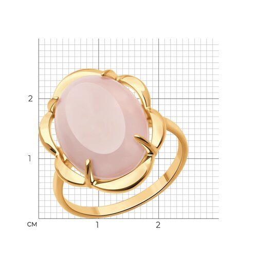 Кольцо из золочёного серебра с кварцем (Арт.83010204)