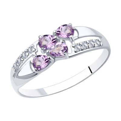 Кольцо из серебра с аметистами и фианитами (Арт.92011647)