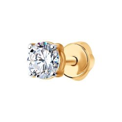 Серьги одиночные из золота с фианитом (Арт.170026)