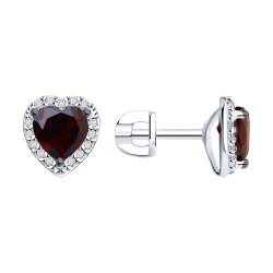 Серьги из серебра с гранатами и фианитами (Арт.92022925)