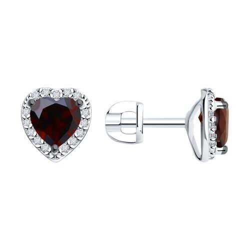 Серьги из серебра с гранатами и фианитами (Арт.92022925)