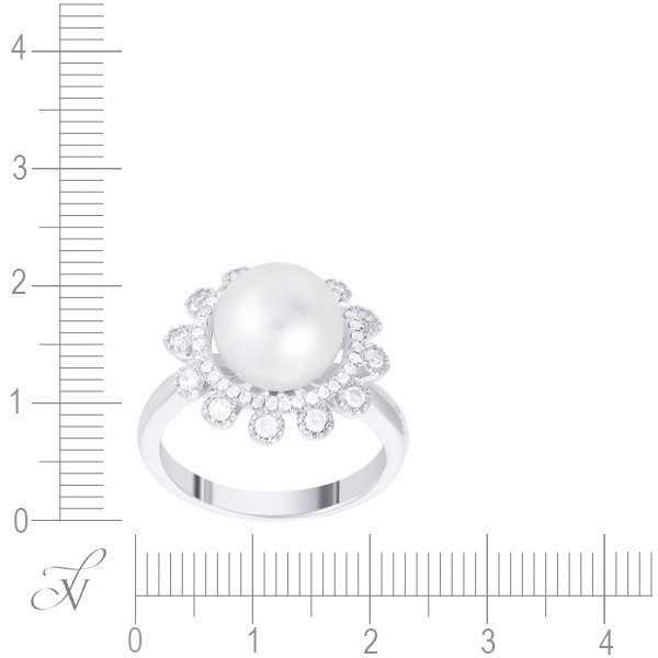 Кольцо из белого золота с бриллиантом и жемчугом (Арт.r01656pl4wk_wp_wg)