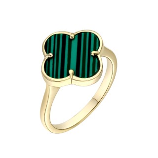 Кольцо с малахитом «Lucky Clover» серебро 925 Fresh Jewelry (арт.TC-R02028-X-L-Mal-X-X)