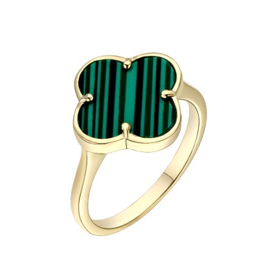 Кольцо с малахитом «Lucky Clover» серебро 925 Fresh Jewelry (арт.TC-R02028-X-L-Mal-X-X)