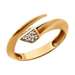 Кольцо из золочёного серебра с фианитами (Арт.93-110-02065-1)