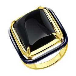 Кольцо из золочёного серебра с агатом (Арт.93-310-01704-1)