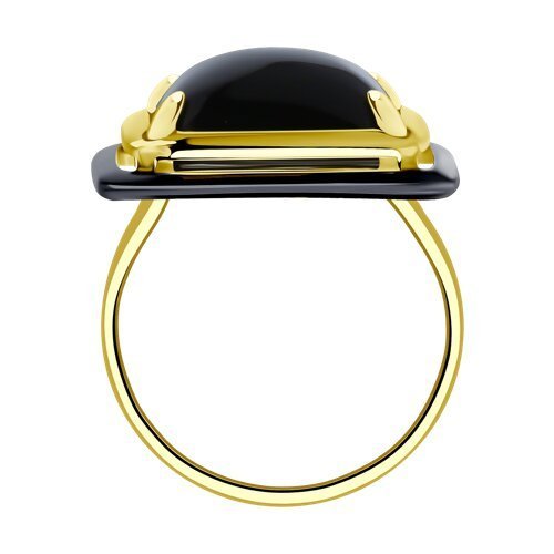 Кольцо из золочёного серебра с агатом «Ночная геометрия» SOKOLOV (арт.93-310-01704-1)