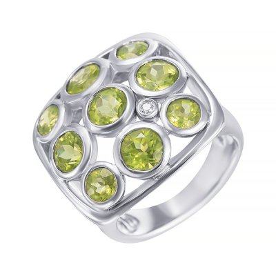 Кольцо из белого золота с бриллиантом и хризолитом (Арт.rg16621w_pd_wg)