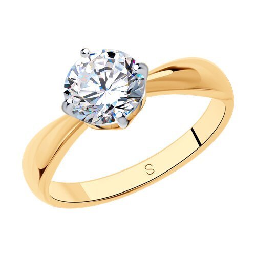 Кольцо из золочёного серебра с фианитом (Арт.93011075)