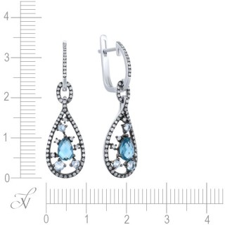Серьги из белого золота с бриллиантами и топазами «Лондонский Шик» Myjewels (арт.S833BLE4WX_SR_BT_LT_WG)