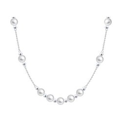 Колье из серебра с синтетическим жемчугом (Арт.94071391)