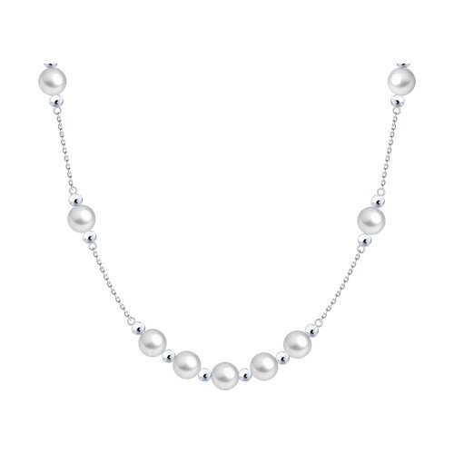 Колье из серебра с синтетическим жемчугом (Арт.94071391)