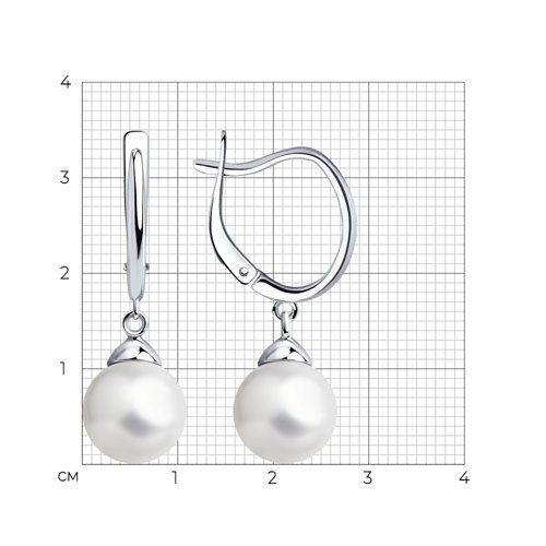 Серьги из серебра с жемчугом (Арт.94-121-01181-1)