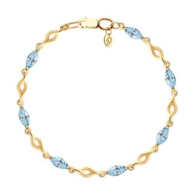 Браслет золотой 585° с топазом «Лазурная Витая Линия» SOKOLOV (арт.5141)