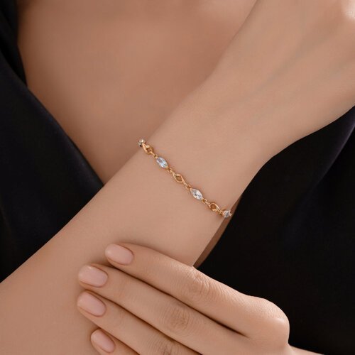 Браслет золотой 585° с топазом «Лазурная Витая Линия» SOKOLOV (арт.5141)