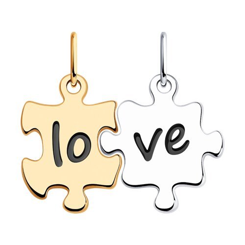 Кулон серебряный с эмалью «Love Puzzle» Соколов (арт.94-130-01519-1)