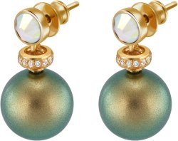 Серьги из серебра с жемчугом и кристаллом swarovski (Арт.abs-3-12-26-g)