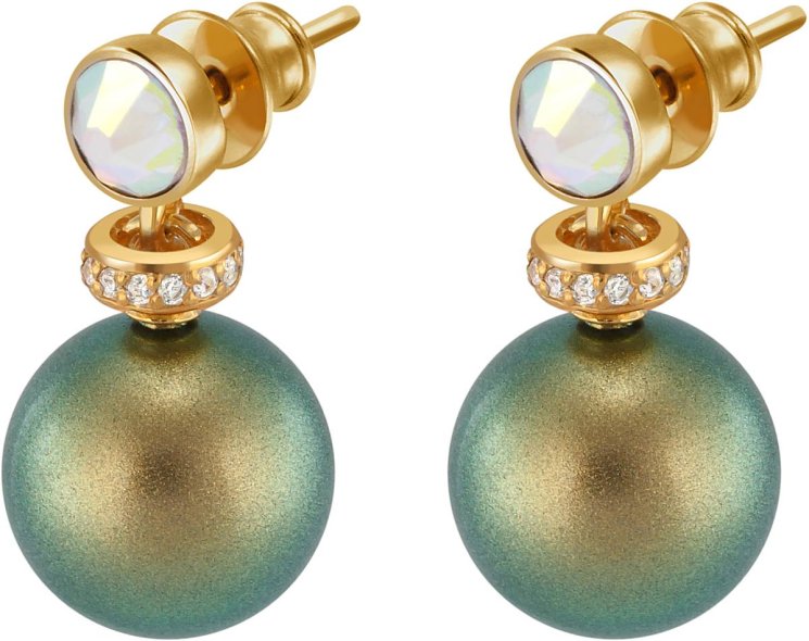 Серьги из серебра с жемчугом и кристаллом swarovski (Арт.abs-3-12-26-g)