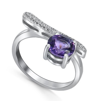 Кольцо Серебряные крылья (Арт.21knys985-155_ametist_kubcirkonii_30)